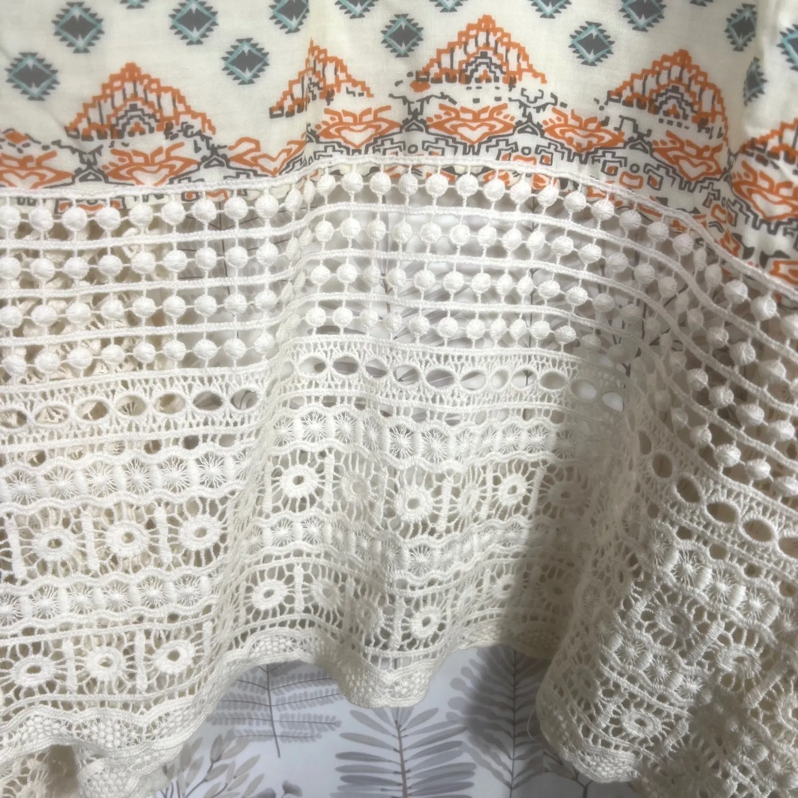 Umgee USA Boho Kimono Cardigan S/M Crochet Lace Trim Open Front Boho Cottagecore - Image 9