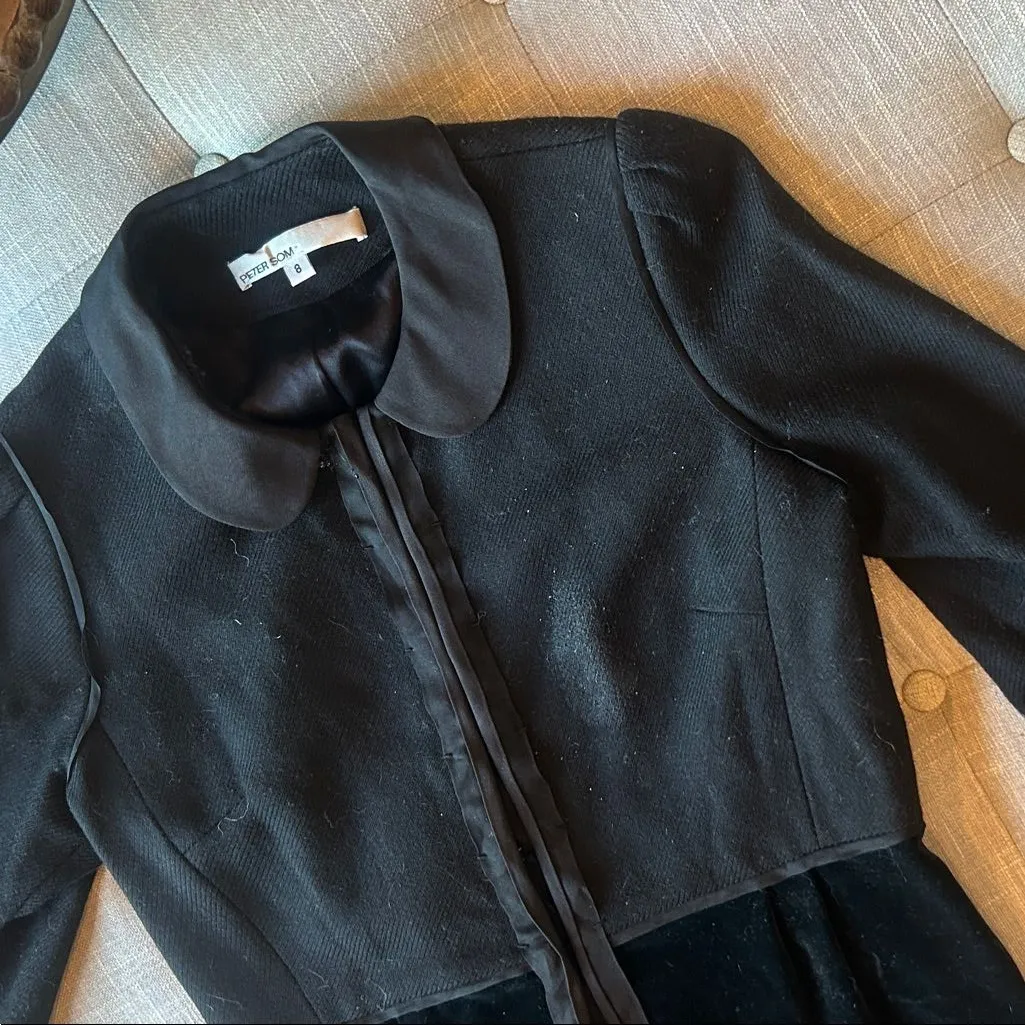 Peter Som Black Wool Silk Blend Corset Front Clasp Blazer Size 8 - Image 3