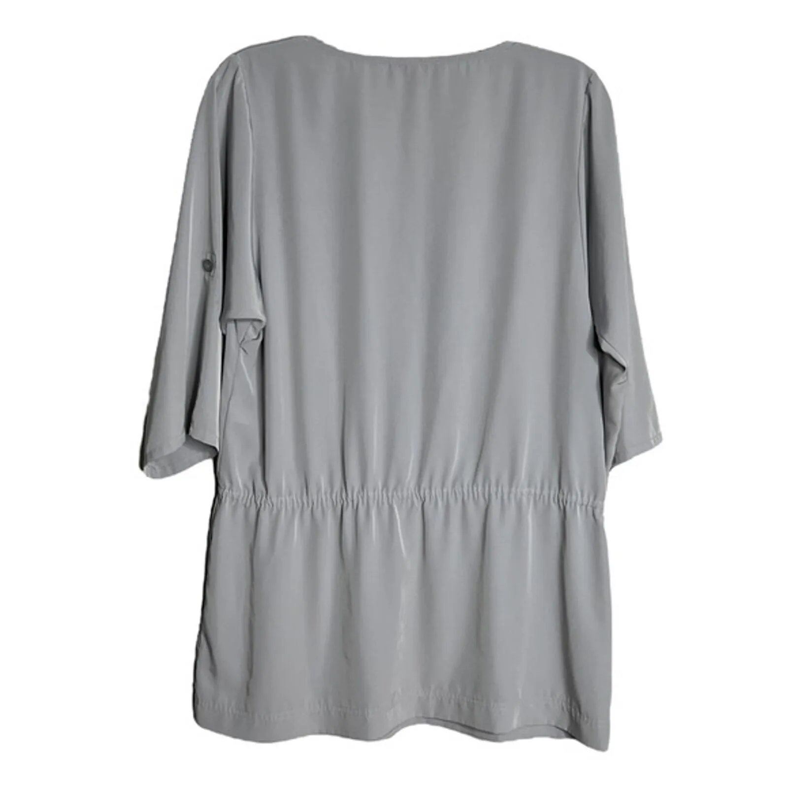 Ellen Tracy Shirt Womens XL Gray Tunic Top Drop Waist Casual Neutral Minimalist‎ - Image 2
