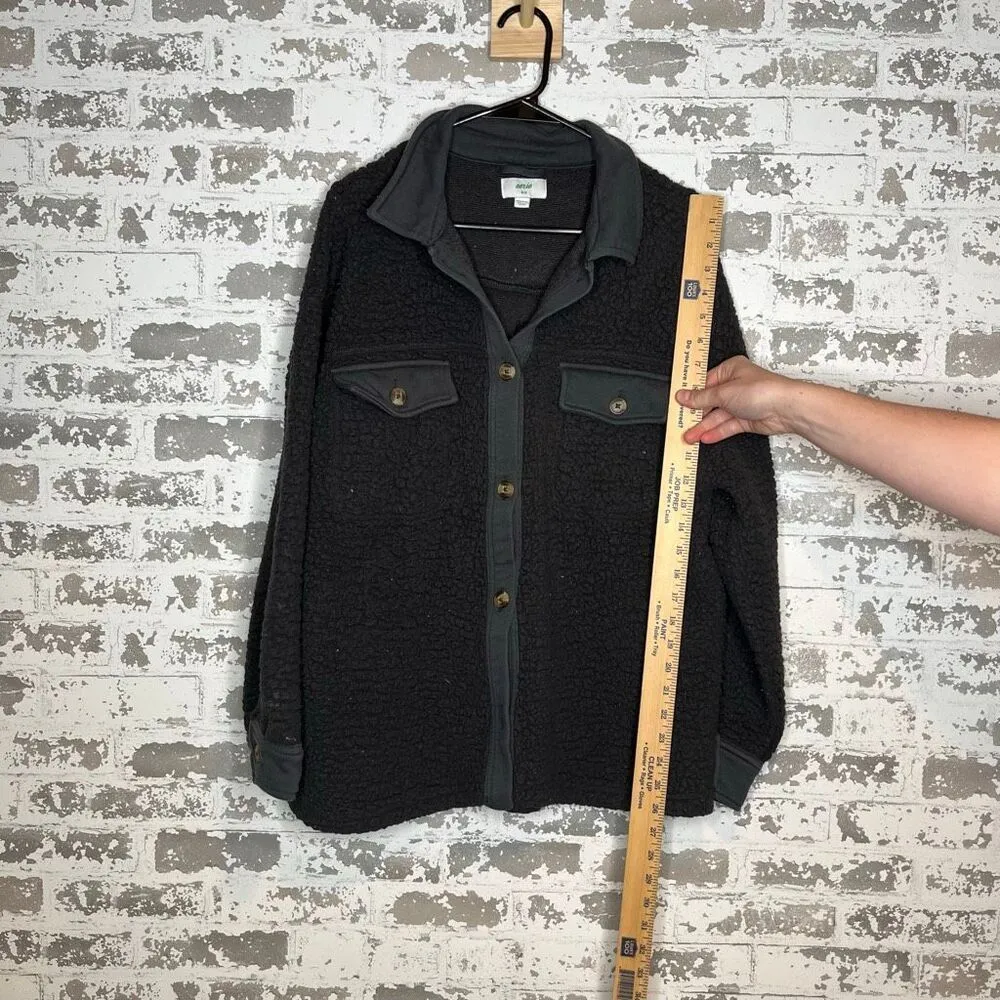 Aerie | women black sherpa button down jacket - Image 7