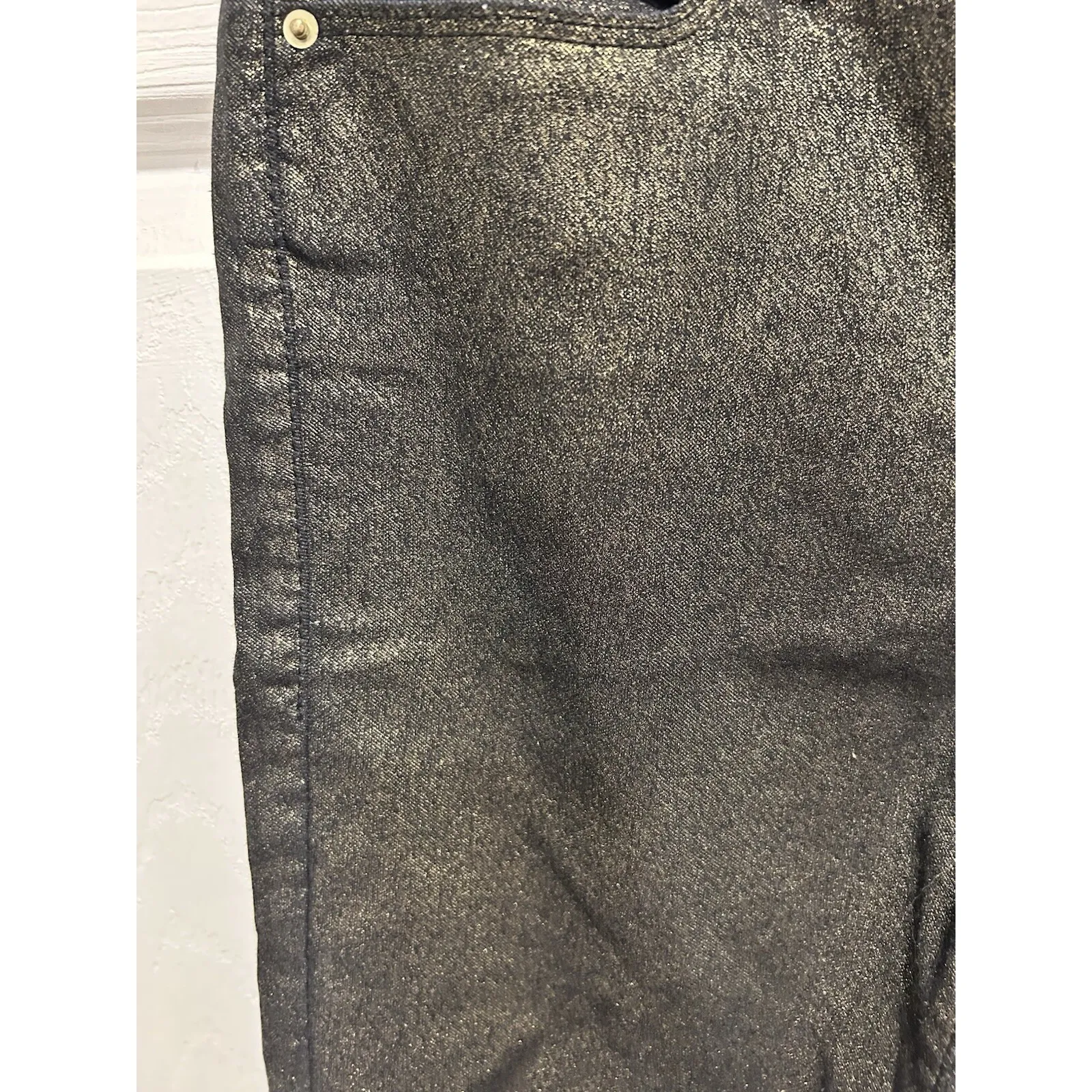 FRAME Denim Le High Skinny Metallic Old Gold Black Jeans Women's Size 28 Party - Image 2