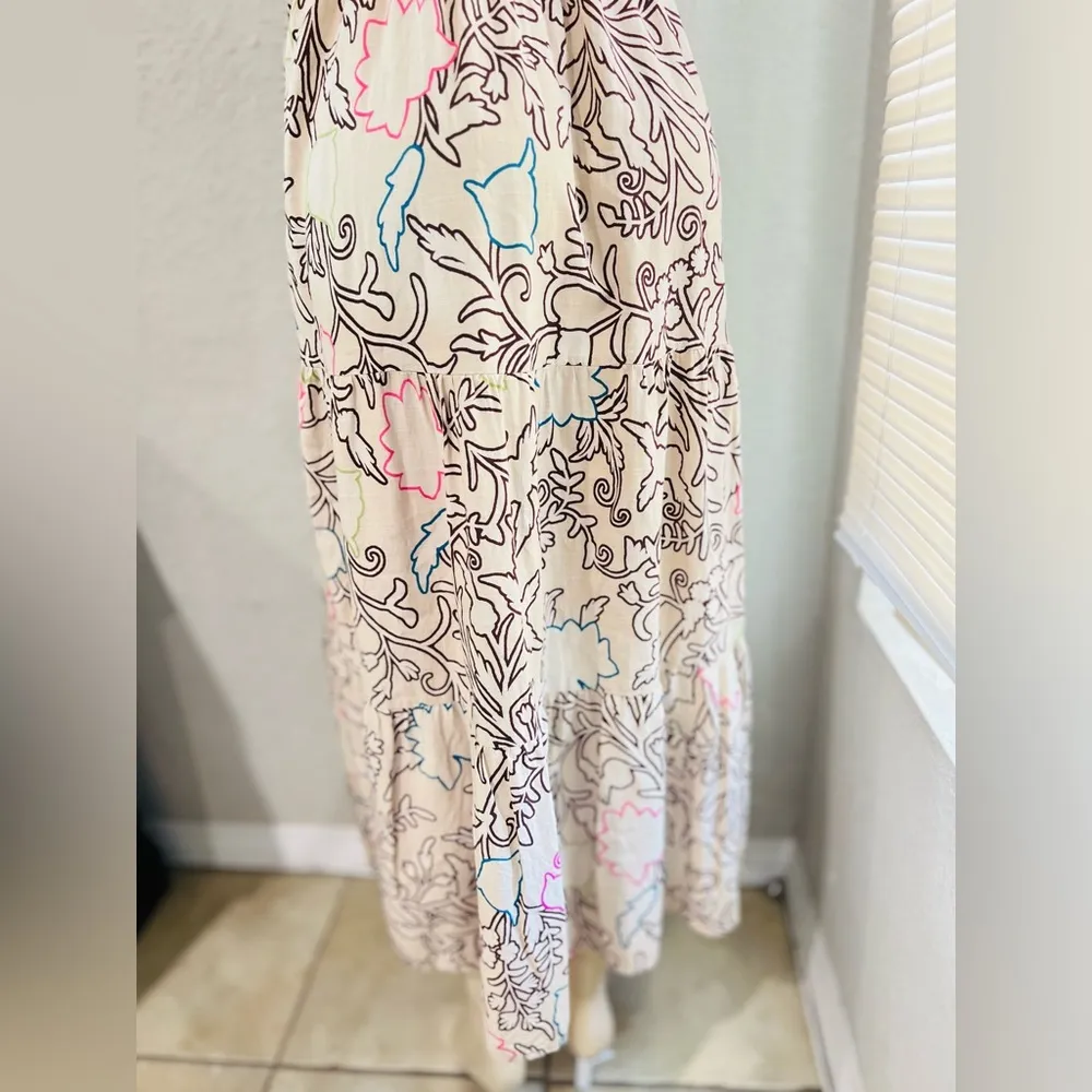 KNOX ROSE dress Long Floral Print Sleeveless Rear Smocked Dress Size Small - Image 4