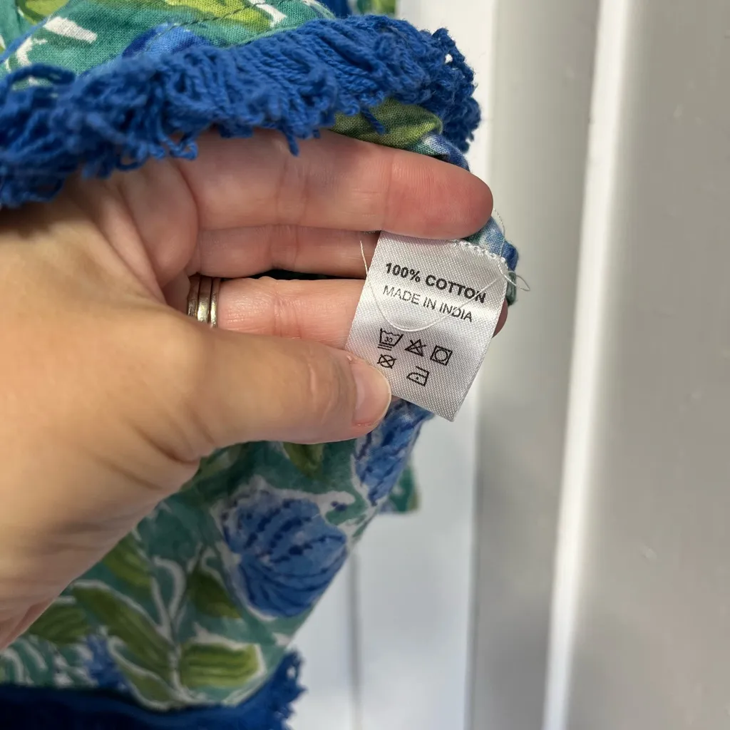 Gingy Fennerton Collection Rye fringe bottom blue and green tiered blouse Size M Size M - Image 4