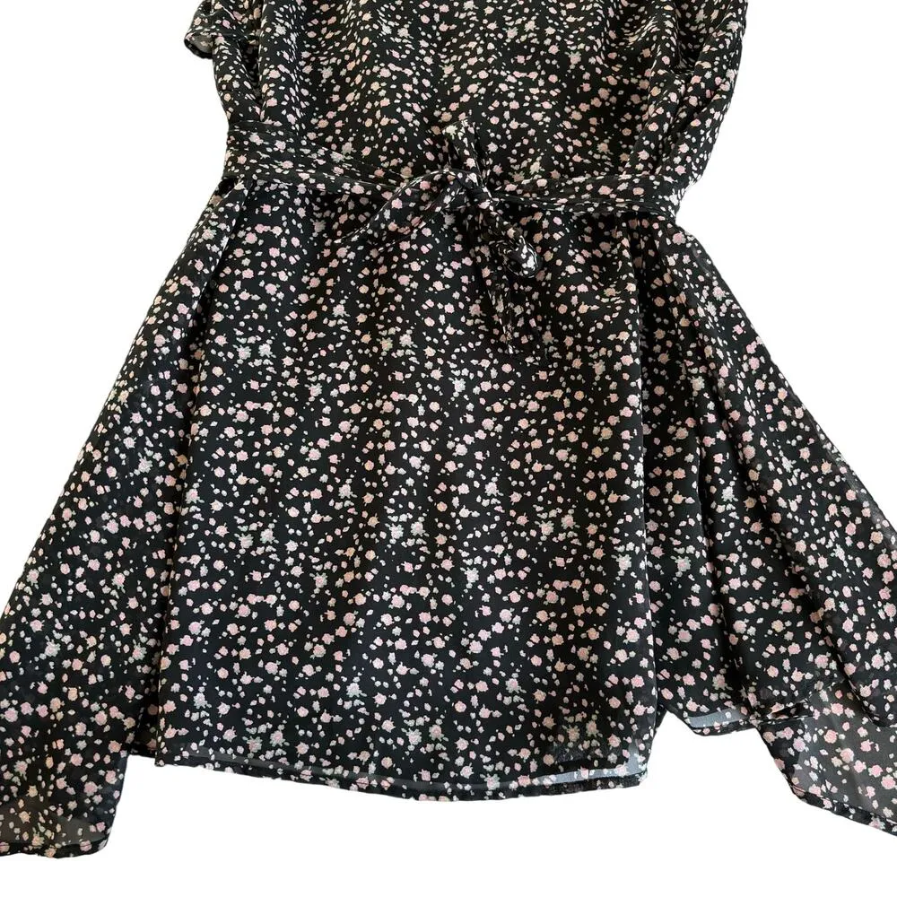AllSaints Jayda Pepper Floral Zip Front Tie Back Mini Dress Size Medium - Image 7