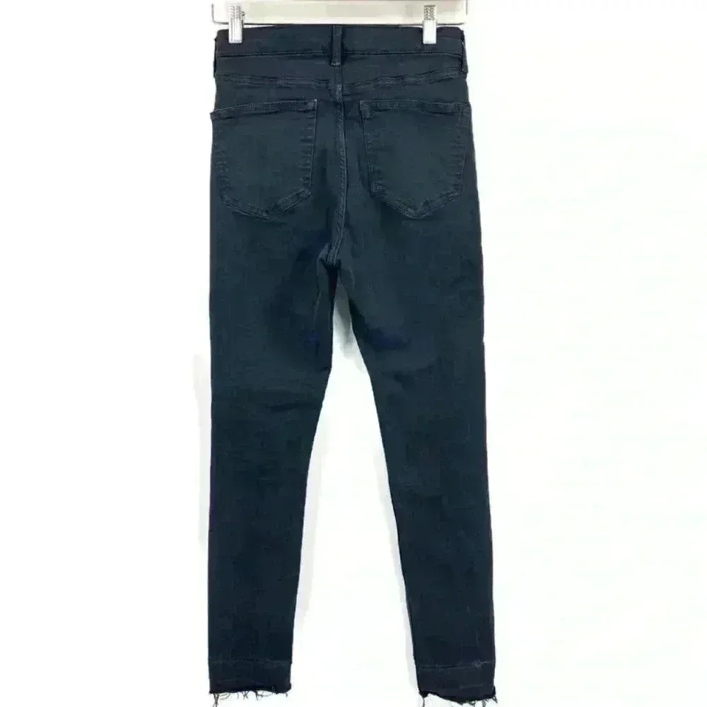 TopShop Black‎ High Rise Distressed Skinny Jeans Size W28 - Image 2