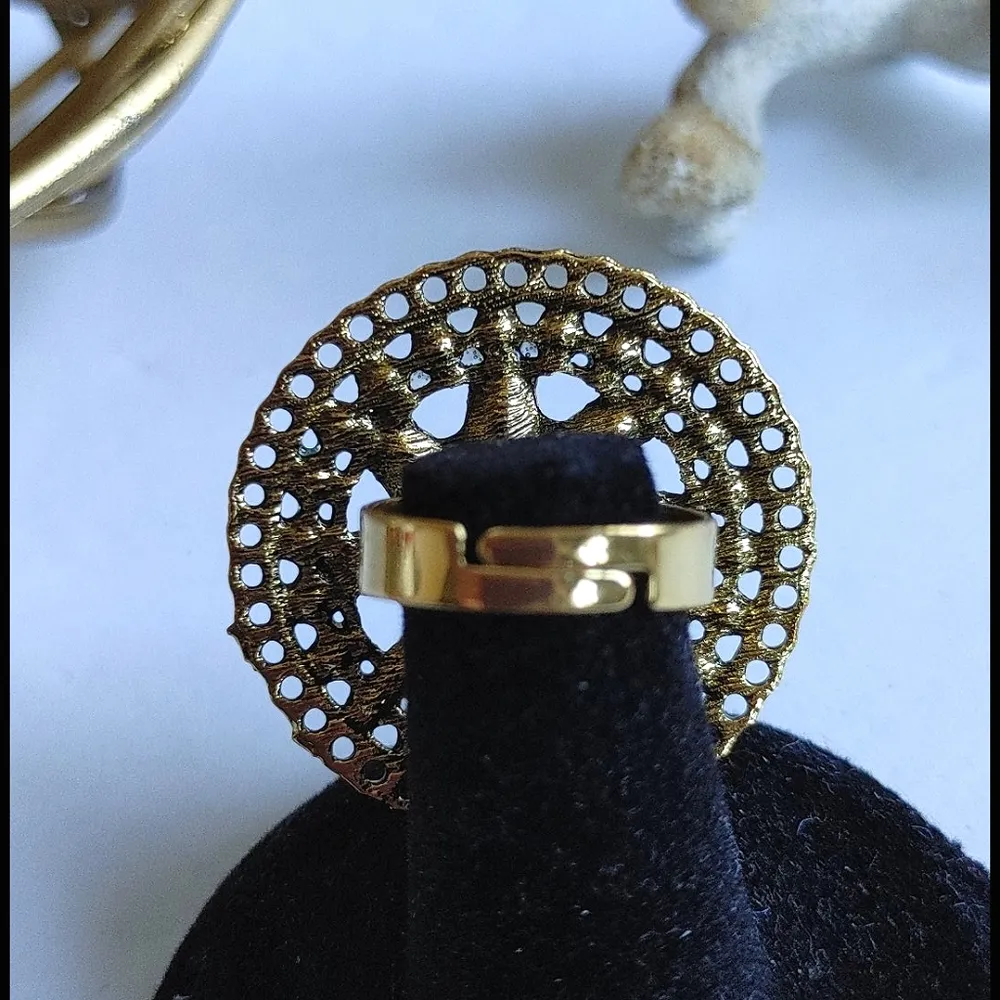 Trendy Boho Round Turquoise Ring Blue - Image 2