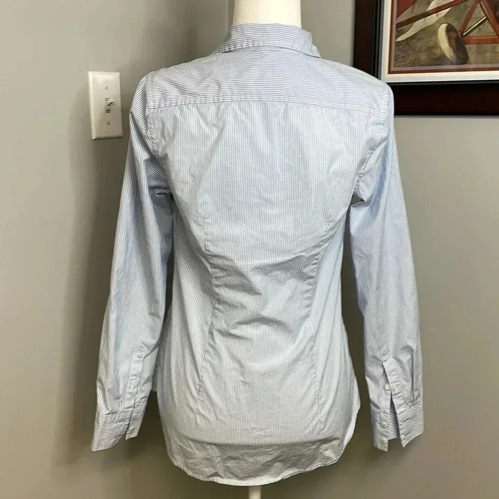 VINEYARD VINES Classic Women's White Grey Stripes Long Sleeve Button-Up Shirt - Image 3