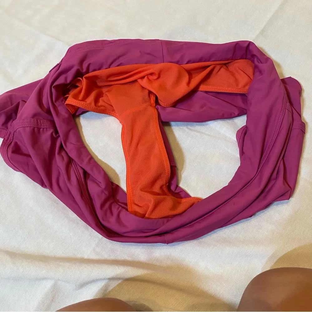 Magenta and orange title 9 workout shorts running run yoga exercise booty shorts - Image 4