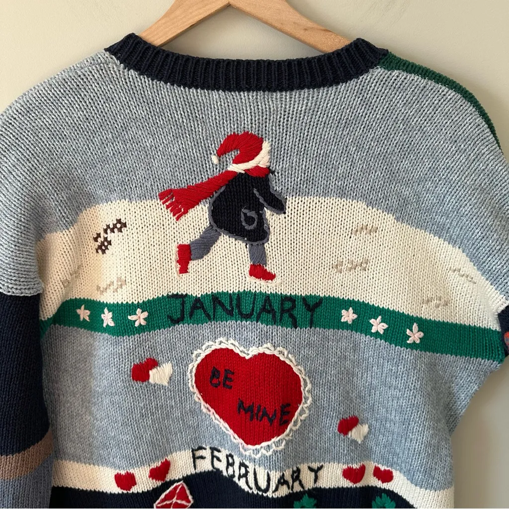 Christopher & Banks Vintage Embroidered Storybook Seasons Cardigan Sweater Large - Image 9