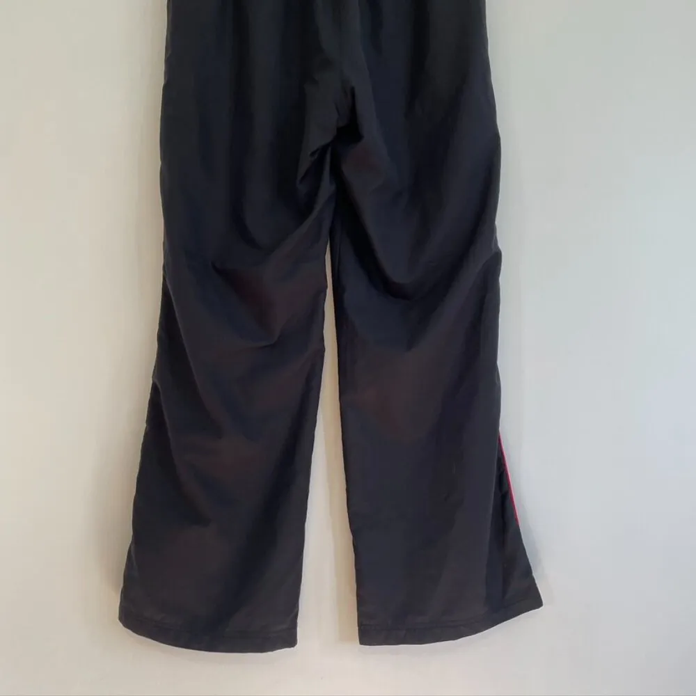 REEBOK Black Red Piping Stripe Pull On Drawstring Swishy Active Track Pants Y2K - Image 9