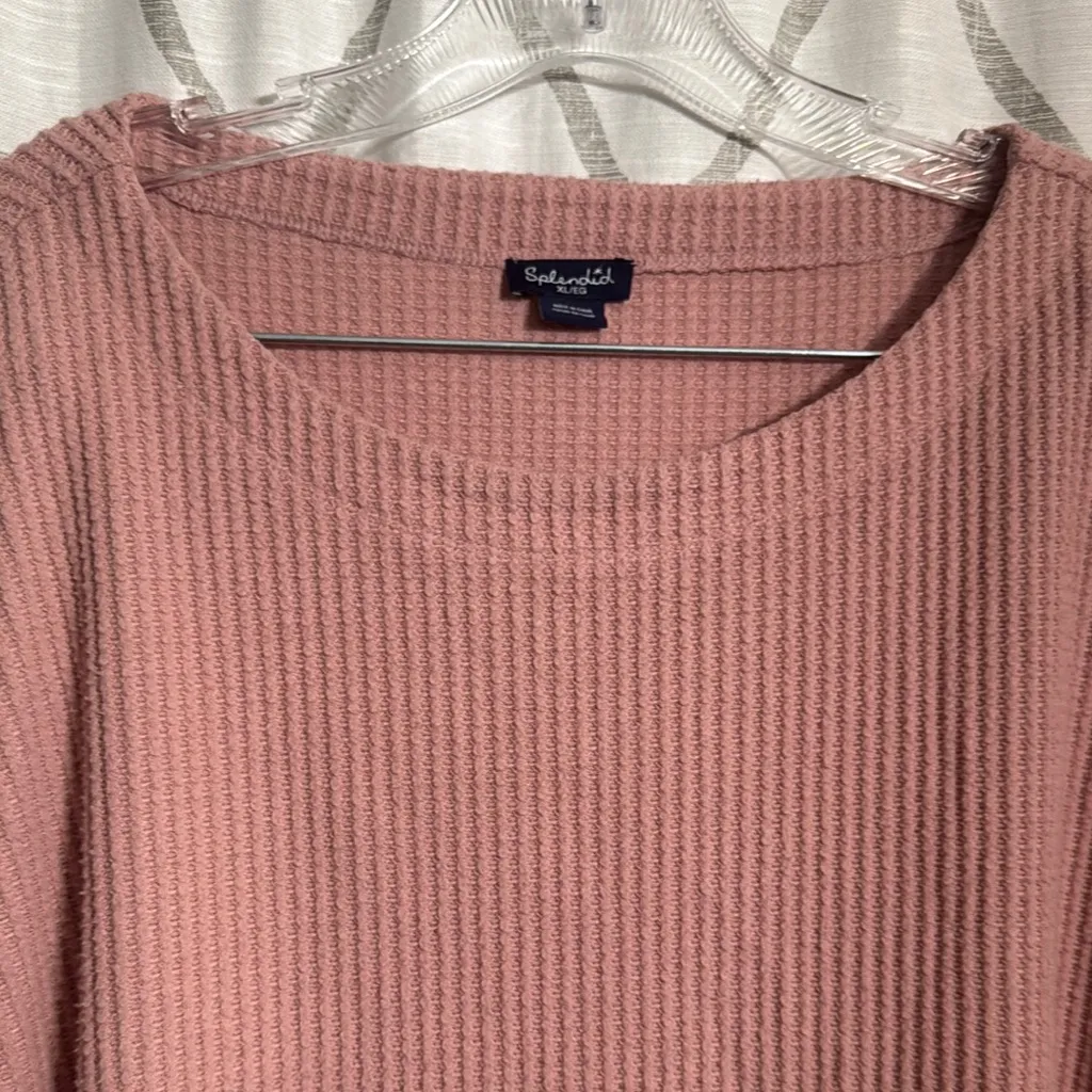 Splendid  Dusty Rose Ribbed Pullover - Image 2