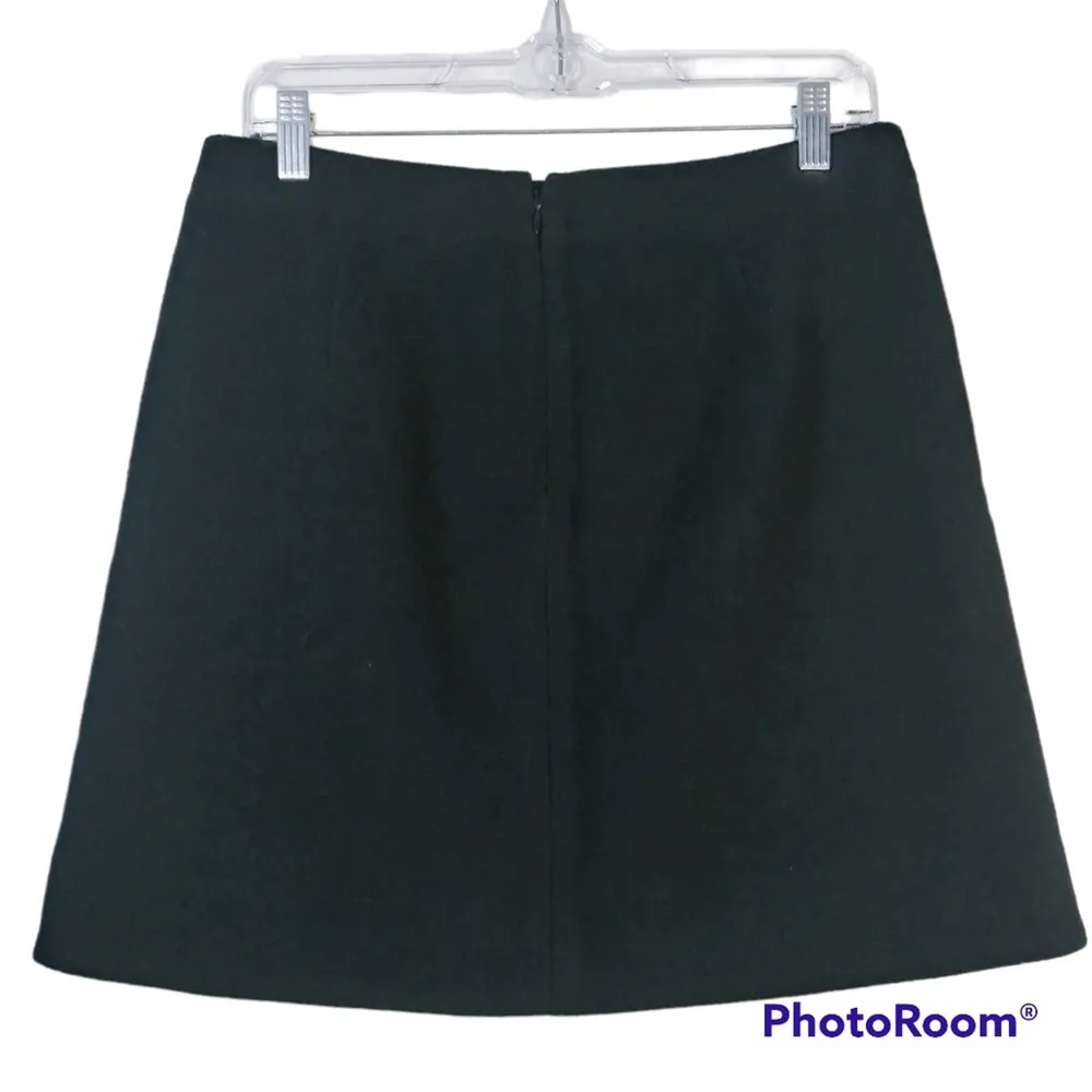 J.Crew Black Ruffle-Front Mini Skirt in Double-Serge Wool Item J6191 Size 4 - Image 3