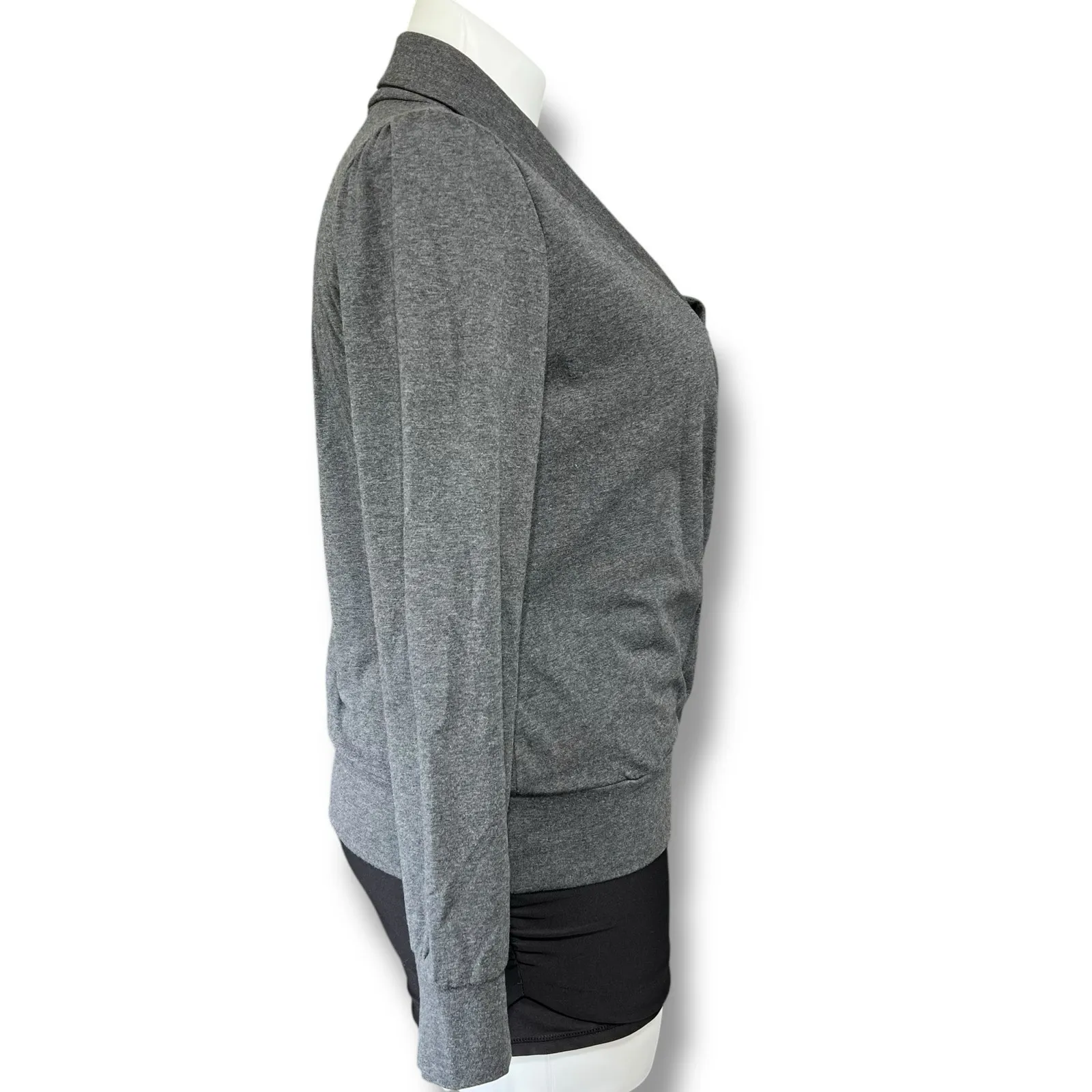NordicTrack Womens Faux Wrap Athletic Sweatshirt Pullover Stretch Gray Large - Image 2