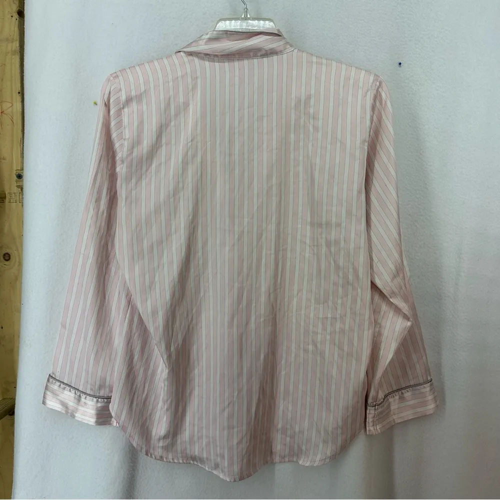 Victoria’s Secret Glazed Satin Long Pajama Set Striped Medium Pink - Image 9