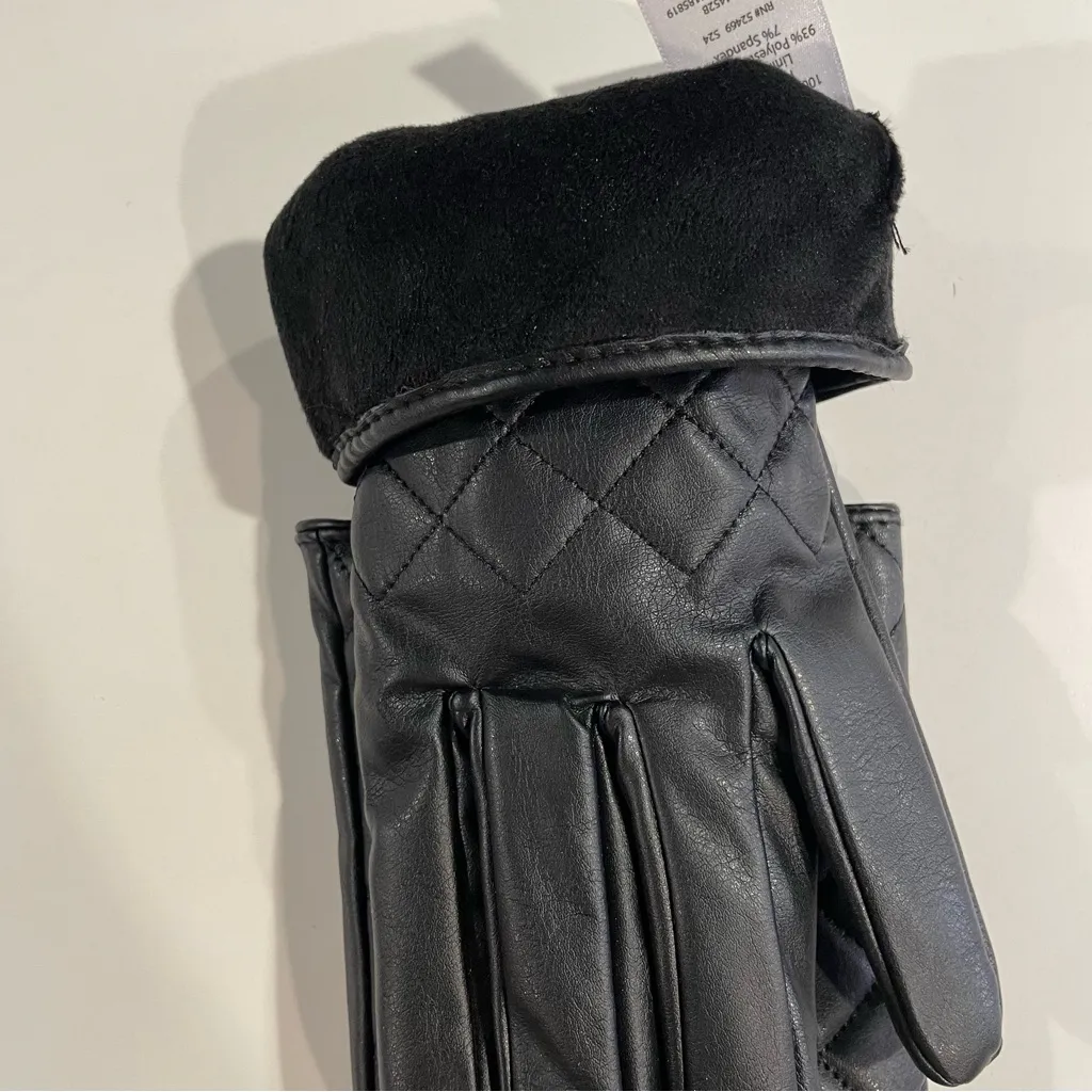 Time & Tru Faux Leather Gloves Woman's L - Image 7