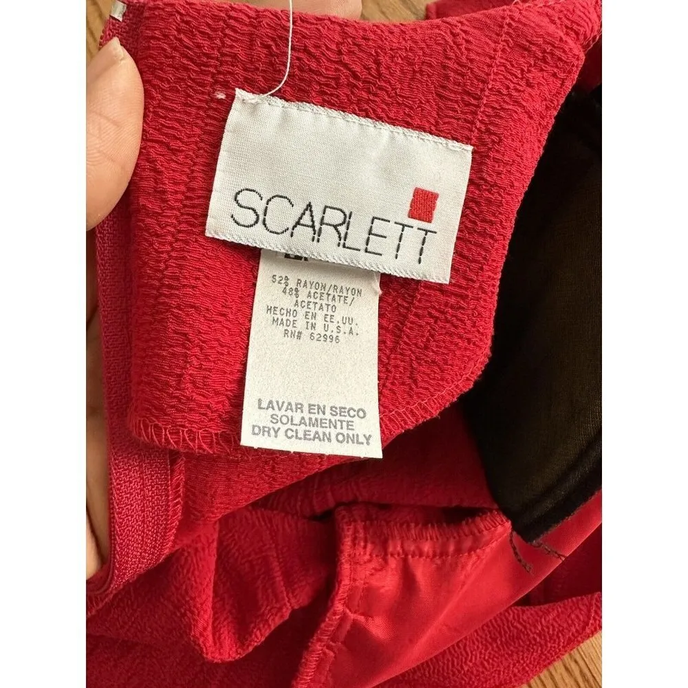 Vintage Scarlett Mother of the Bride Red Dress Roses Long Sleeve Size 14 NWT - Image 9