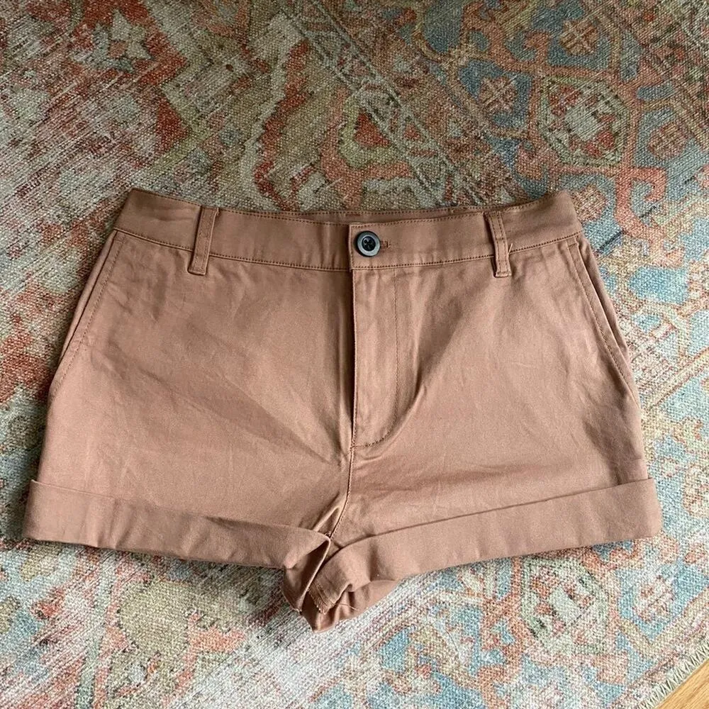 Madewell High Rise Twill Raw Hem Shorts Dusty Rose/Blush NEW Size 26‎ - Image 3