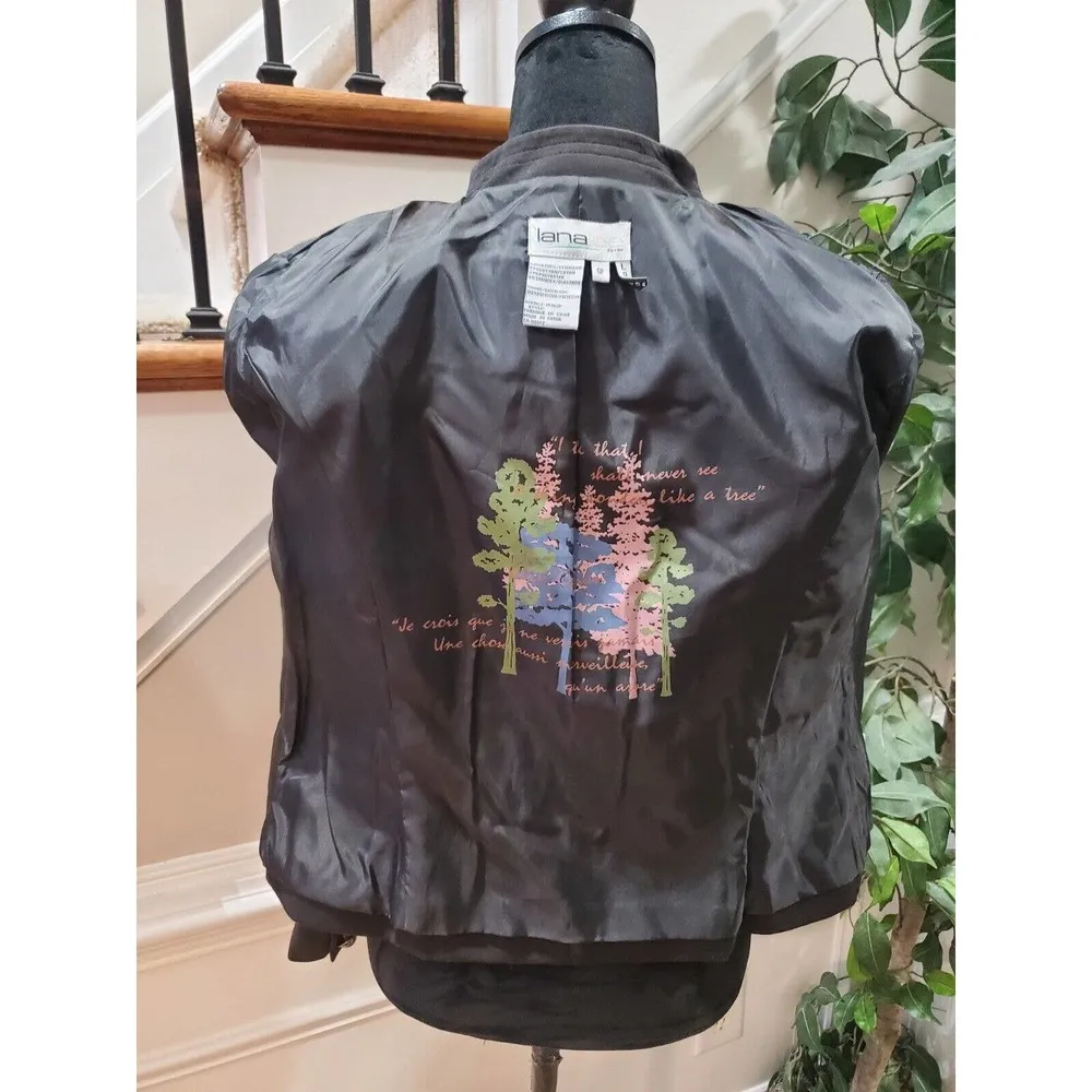 Lana Lee Women's Black Cotton Long Sleeve Full Zip Front Casual Jacket Size 6P - Image 8