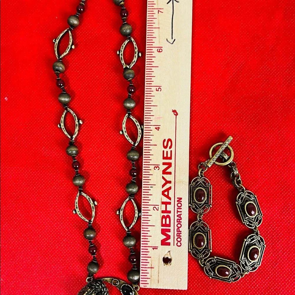 Stamp 10 Dragon Pendant, Faux Gemstones, Necklace With Matching Bracelet - Image 4