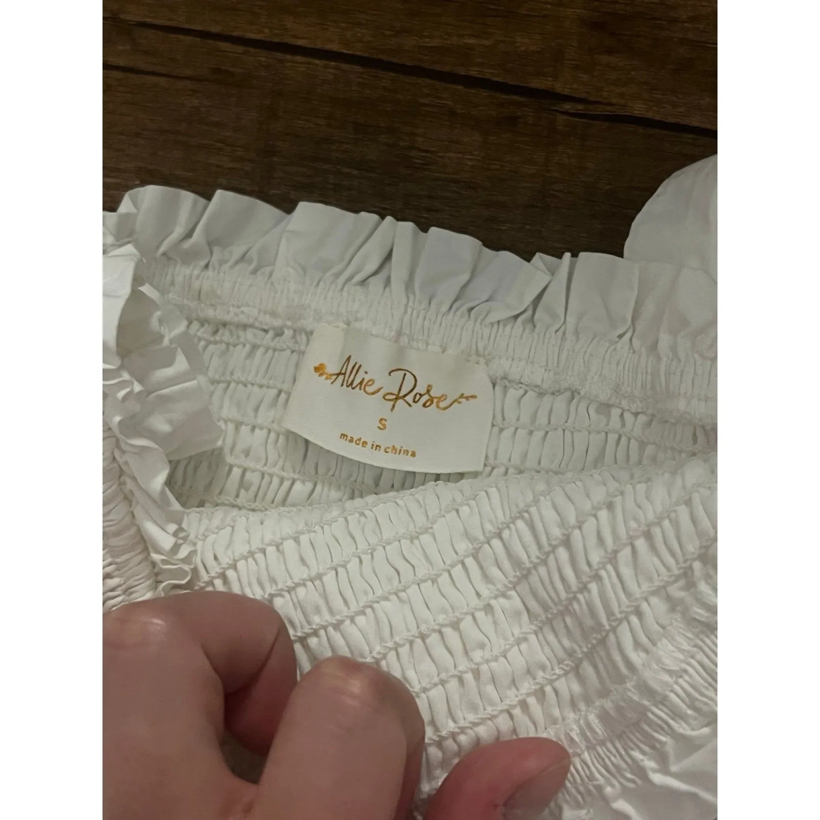 Allie Rose Shirred white tie back ruffle dress - Image 3