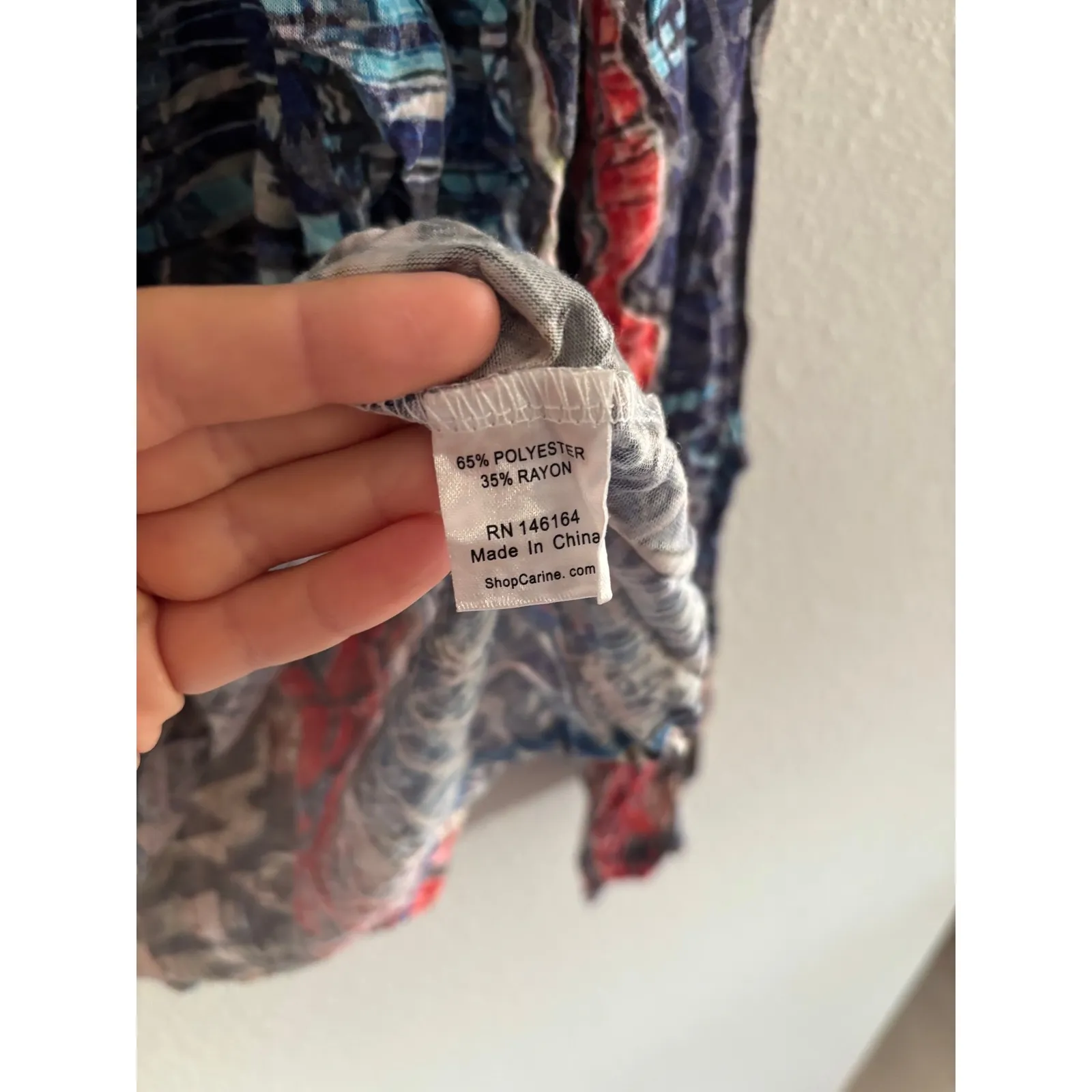 Carine Top Womens M Blue Long Sleeve Mock Neck Asymmetrical Packable Burnout Art Red Size M - Image 6