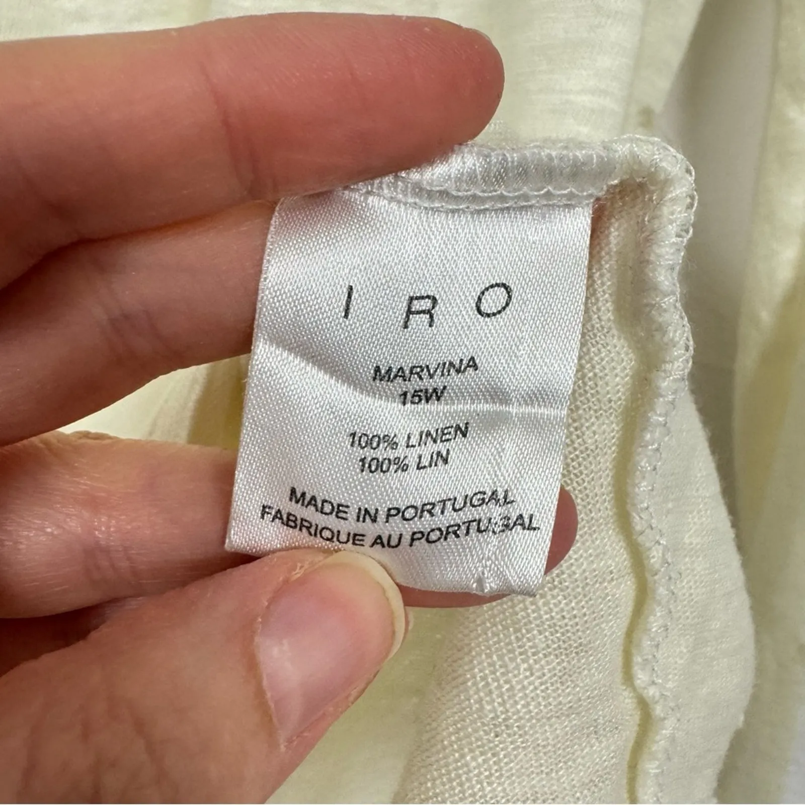 Iro Linen Cream Crew Neck Distressed Pullover Sweater Womens XS Oversized Beachy - Image 5