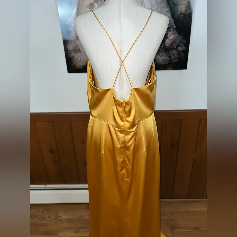 Gorgeous New Dessy Collection NYC Gold Maxi Dress! Size 16 - Image 6