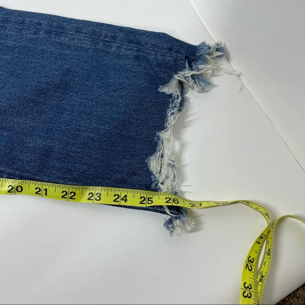 Maggie Mid Rise Baggy Straight Leg Chewed Hem Jeans Sequoia Size 26 - Image 13