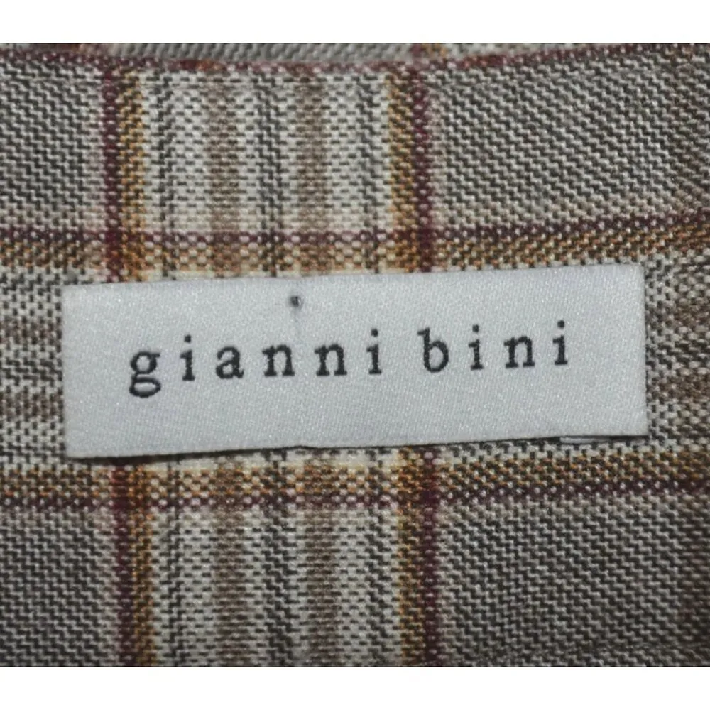 Gianni Bini Brown Plaid Straight Trousers Pant Size 12 Slit Hems Career Academia - Image 8