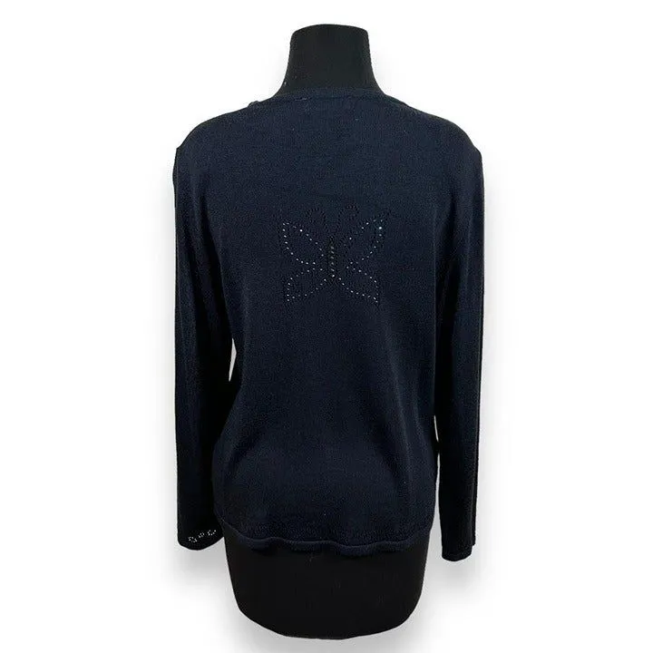 Olga Santini‎ Butterfly Cardigan Sweater Blue Size L - Image 2