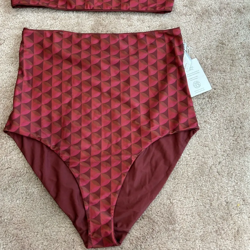 Baiia Swim Maroon Monroe Geometric Reversible One Shoulder High - Image 2