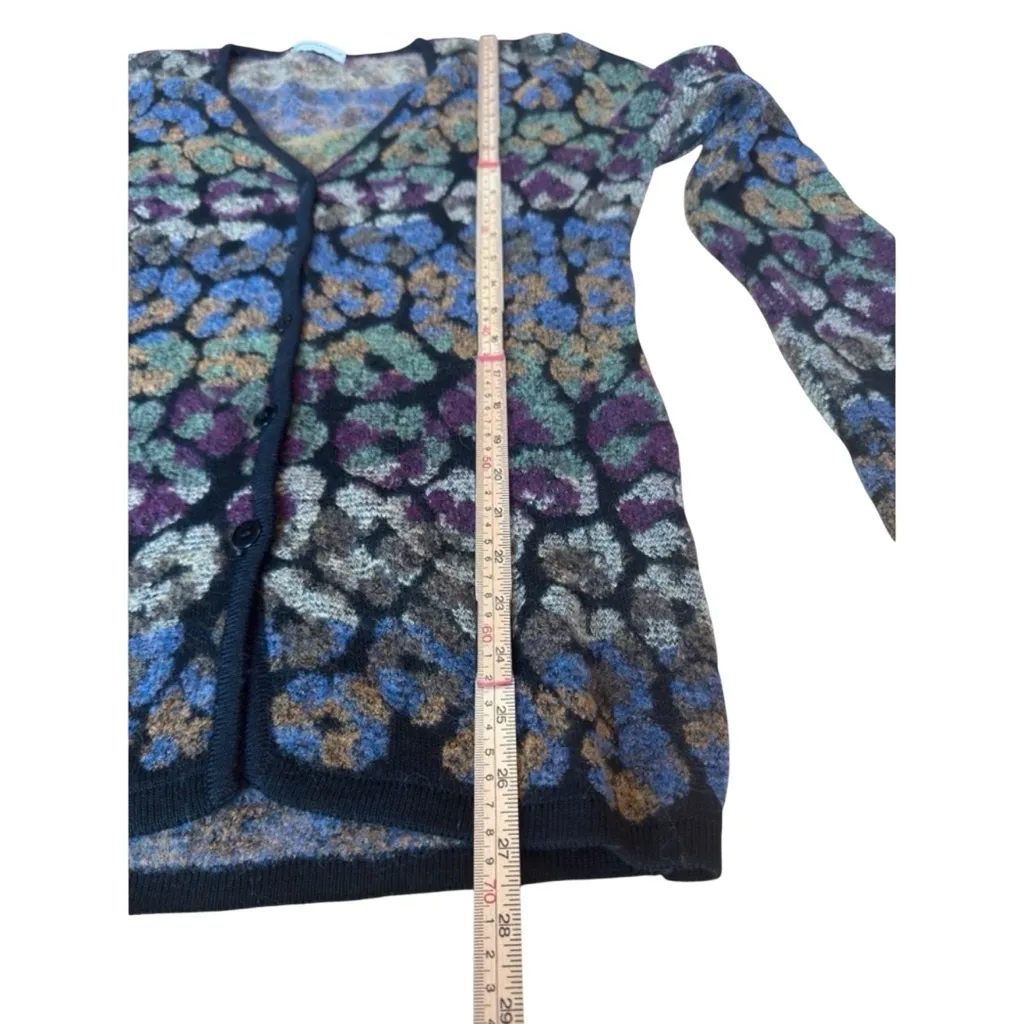 Marcazzani Made In Italy Wool Cardigan XXL Ombre Leopard Knit Quiet Luxury EUC Black - Image 6