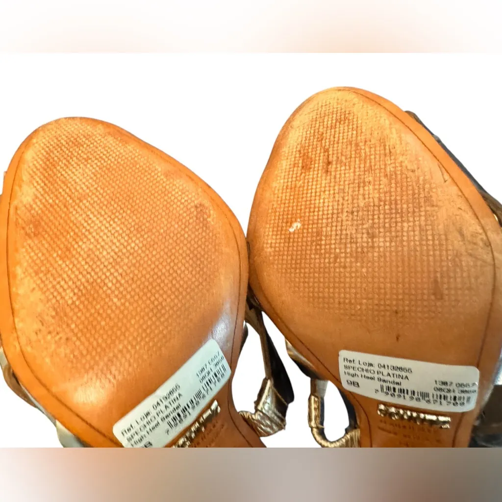 Schutz Darleneh Gold Cutout Patent Leather Peep Toe Heels Women’s Size 9 in EUC - Image 9