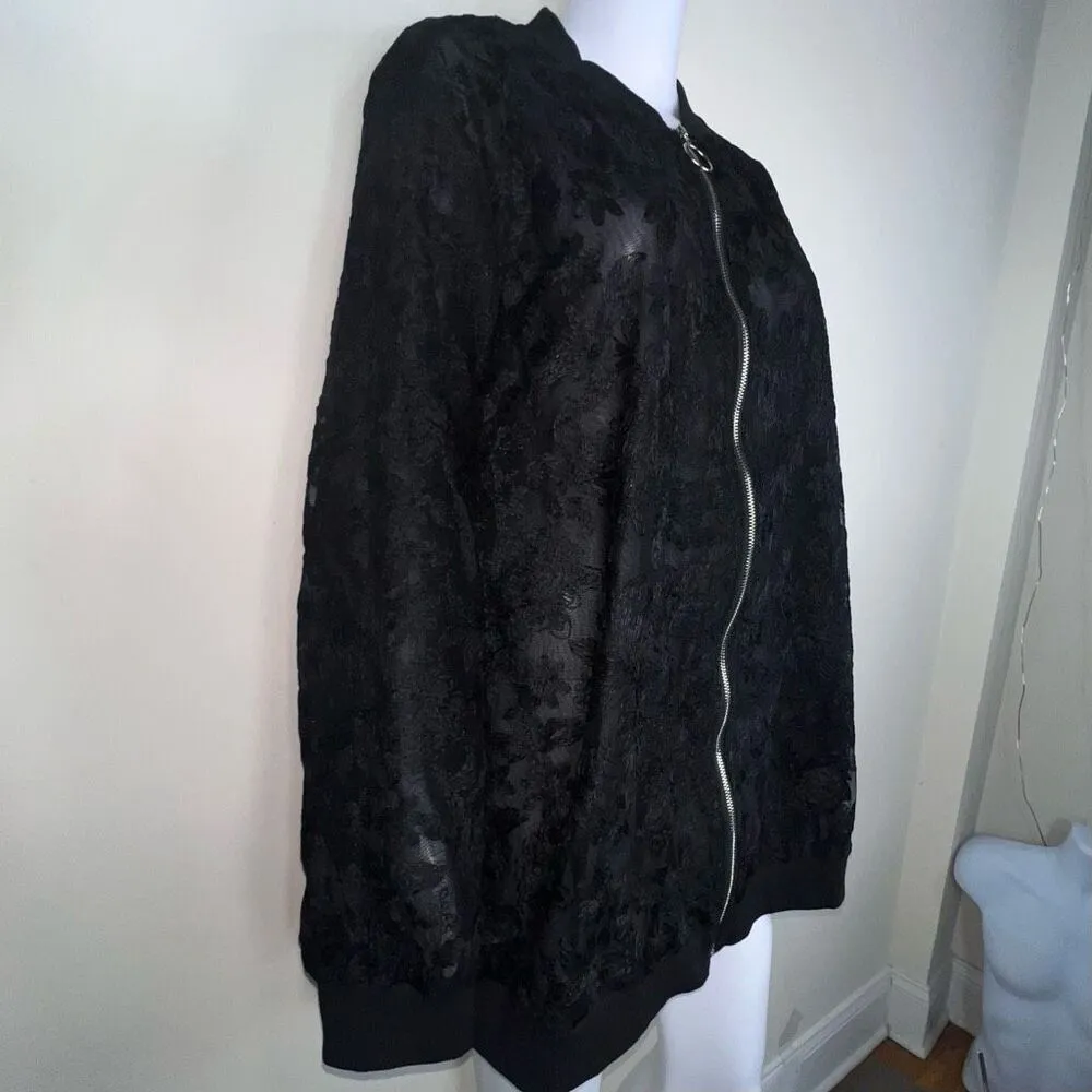 Bloomchic Double Lace Varsity‎ Jacket Black Size 26 - Image 4