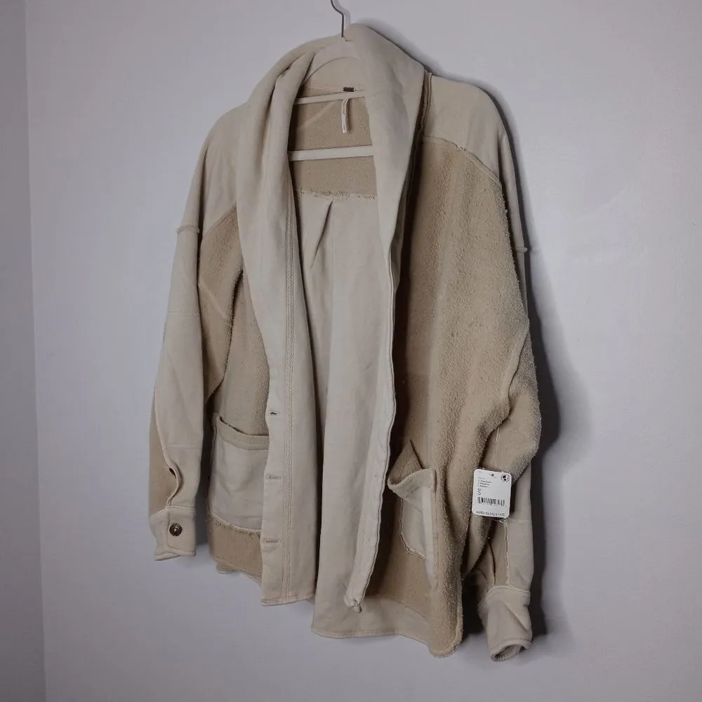 Free People JORDAN JACKET IN WASHED MUSLIN Size Small Tan - Image 4