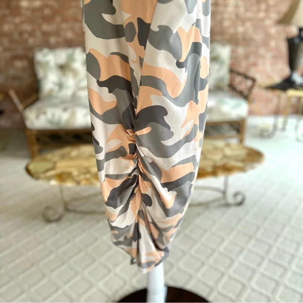 Venus Dress Camo Ruched Bodycon Long Sleeve Grey 2X Party Brunch Date Night Chic - Image 8