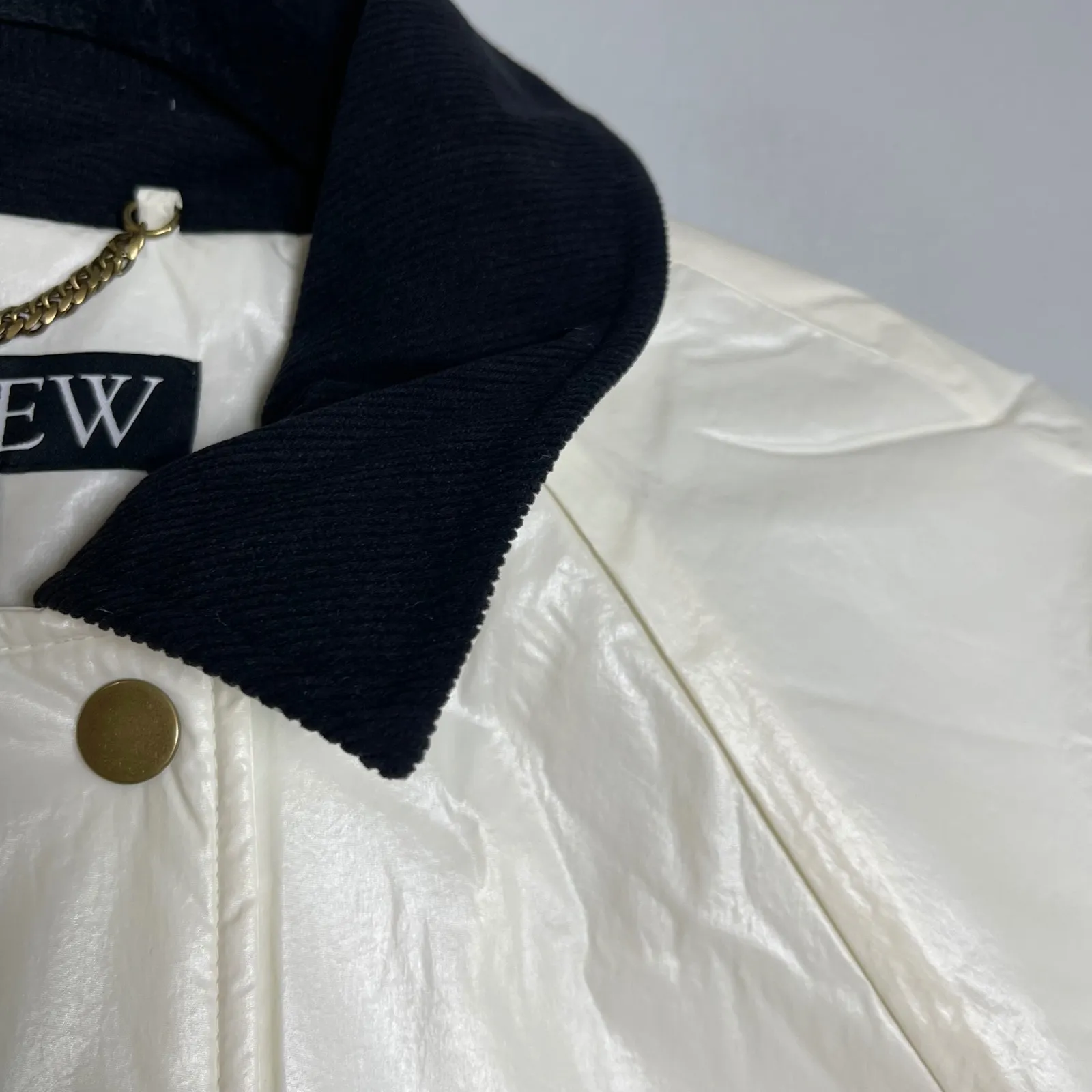 J.CREW Puffer Barn Jacket with PrimaLoft Small Cream Ivory NEW Quilted Winter Black - Image 3