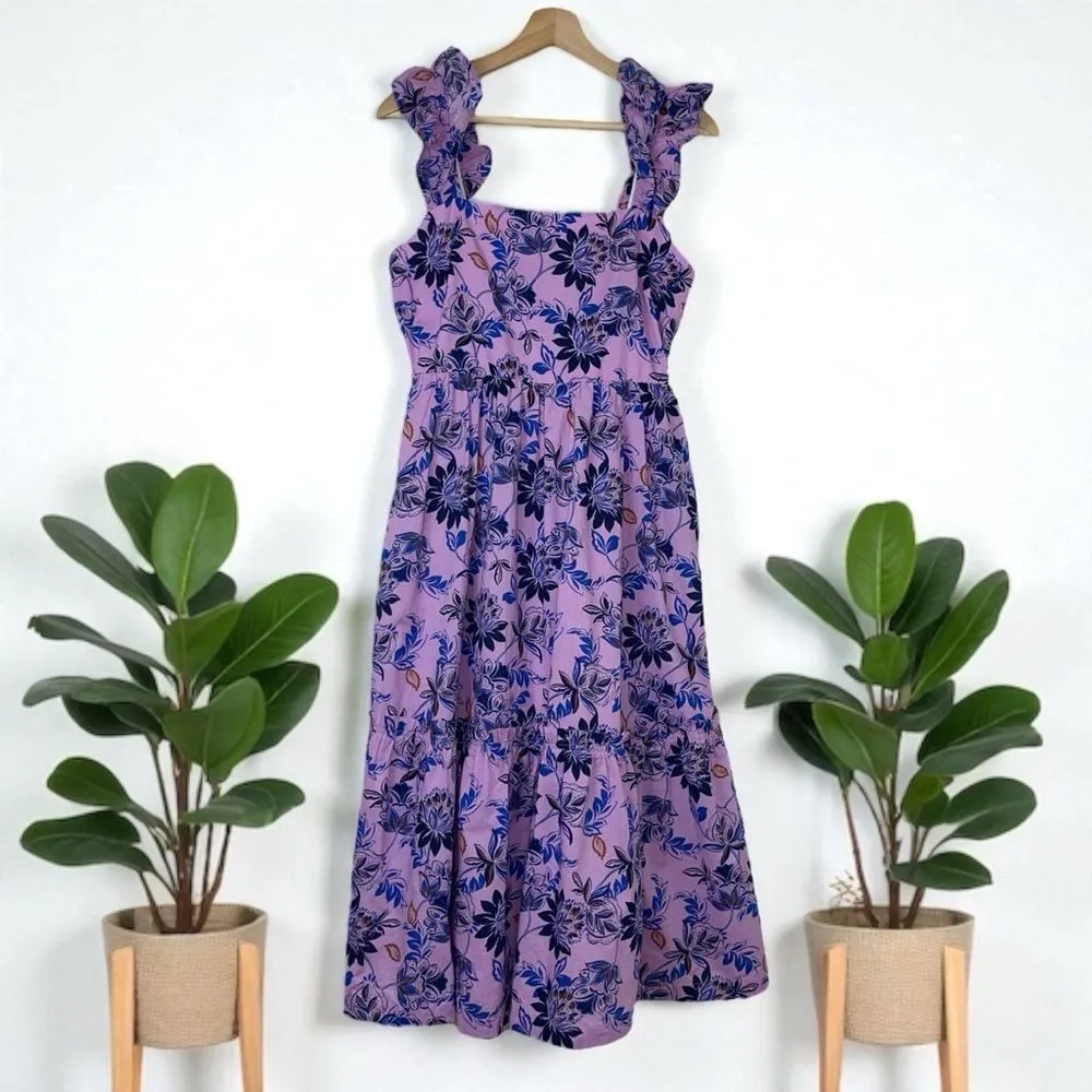 🆕 J. Crew Smocked Square Neck Poplin Midi Floral Dress - Image 7