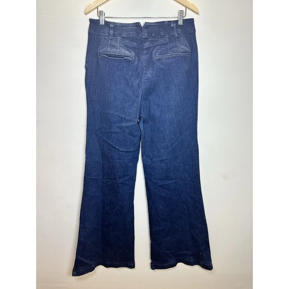 Anthropologie  Maeve The Naomi Wide-Leg Flare Pants Size 32T Women’s Navy Blue - Image 5