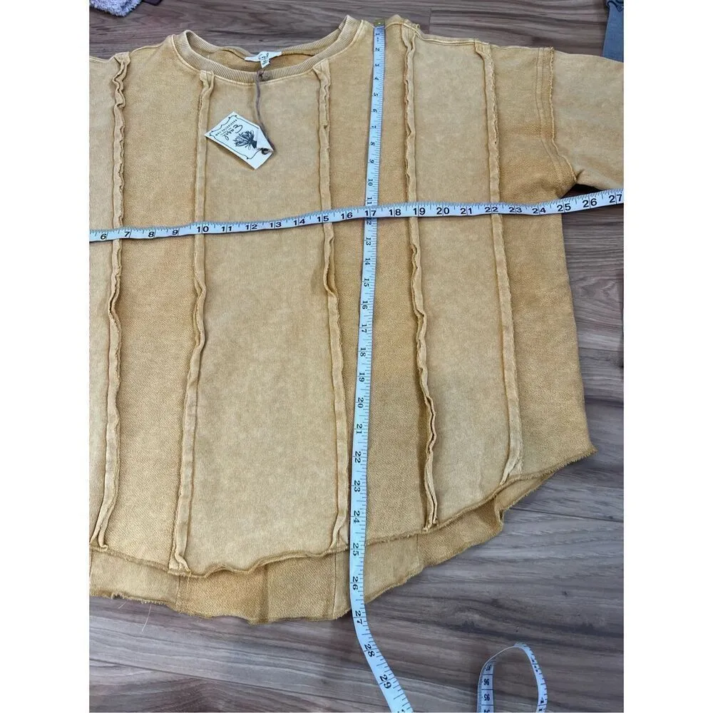 EASEL NWT  "Comfort Country" Cotton Terry Knit Mineral Wash Top Raw Seams sz M - Image 7