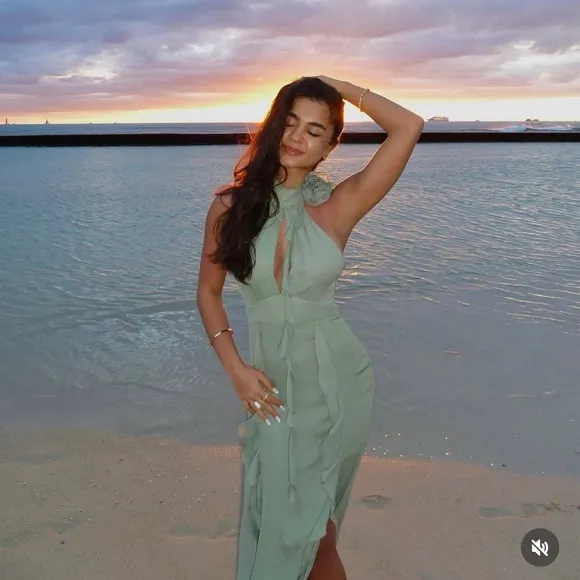 Zara Ruffled Flower Halter Neck Midi Dress in sea green size medium - Image 14