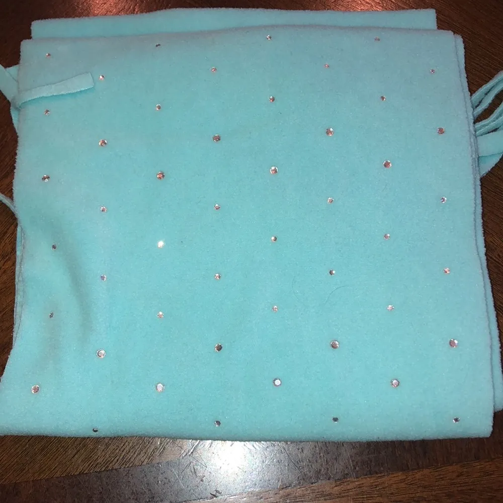 Light Blue Fleece CZ Rhinestone Bling Scarf Cozy Warm Winter Scarf - Image 3