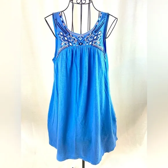 Roxy Blue Tank Mini Dress With Southwest Embroidery Women’s Size XS - Image 26