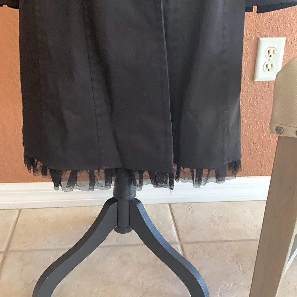 Nine West Black Raincoat ruffle hem Size M - Image 2