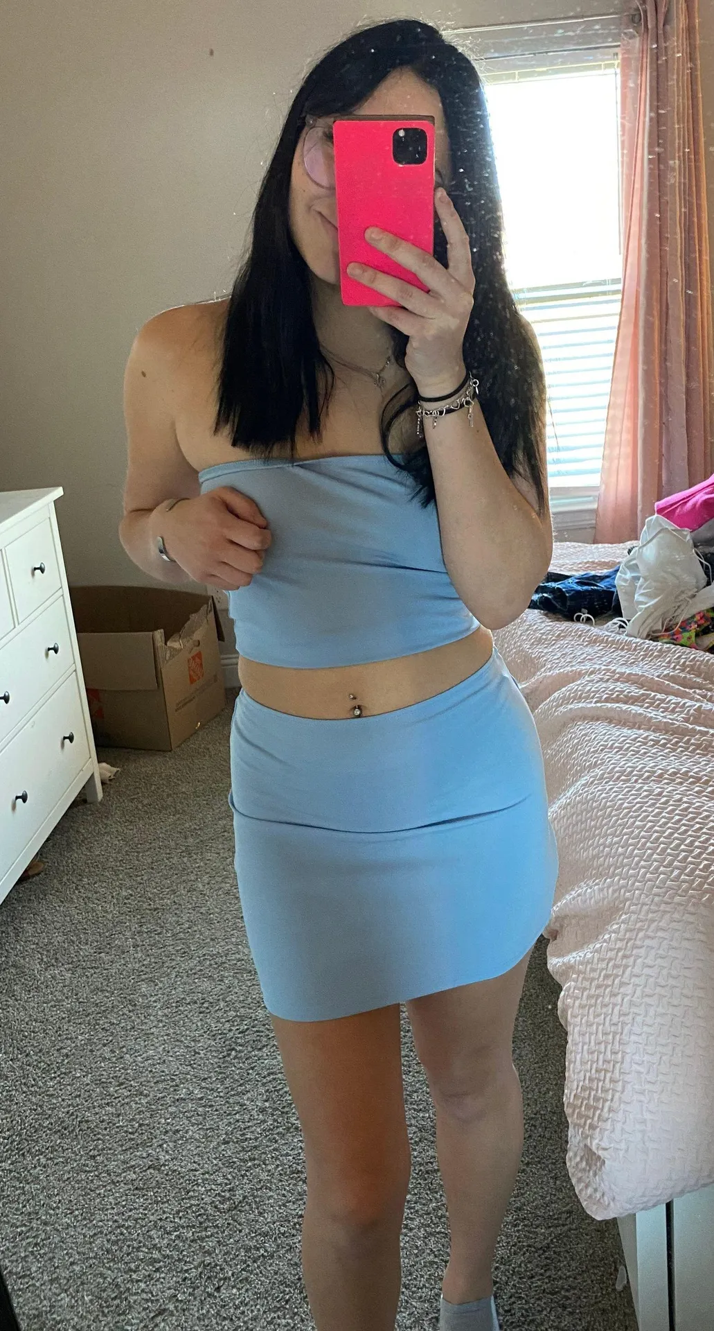Blue Two Piece Skirt Set - Image 2
