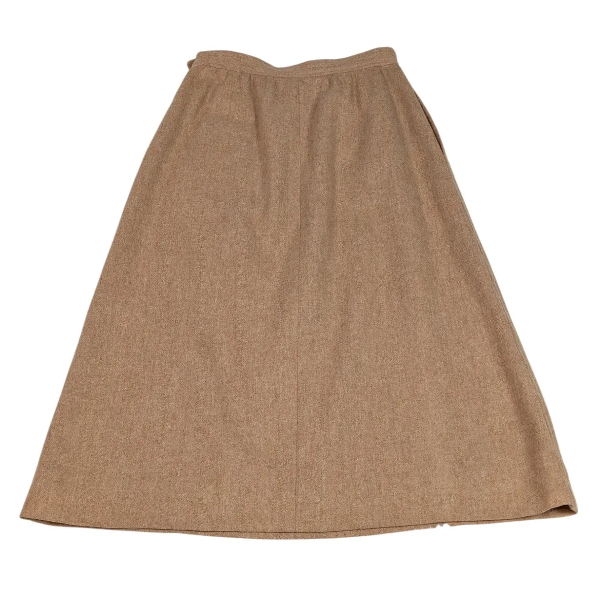 70s Vintage Villager Camel Wool A-Line Midi Skirt Classic Preppy Tailored Skirt - Image 2