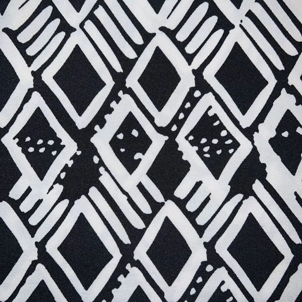 J Valdi Womens Swimwear Swimsuit Coverup Empire Waist Geo Print Pullover Large Black - Image 3