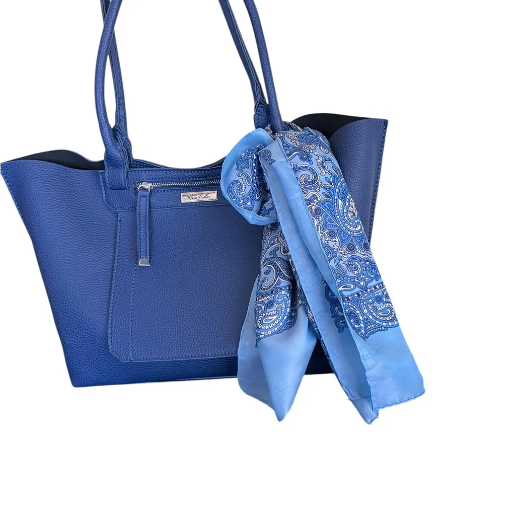 Blue Paisley Patterned Fabric Neck Scarf - Image 6