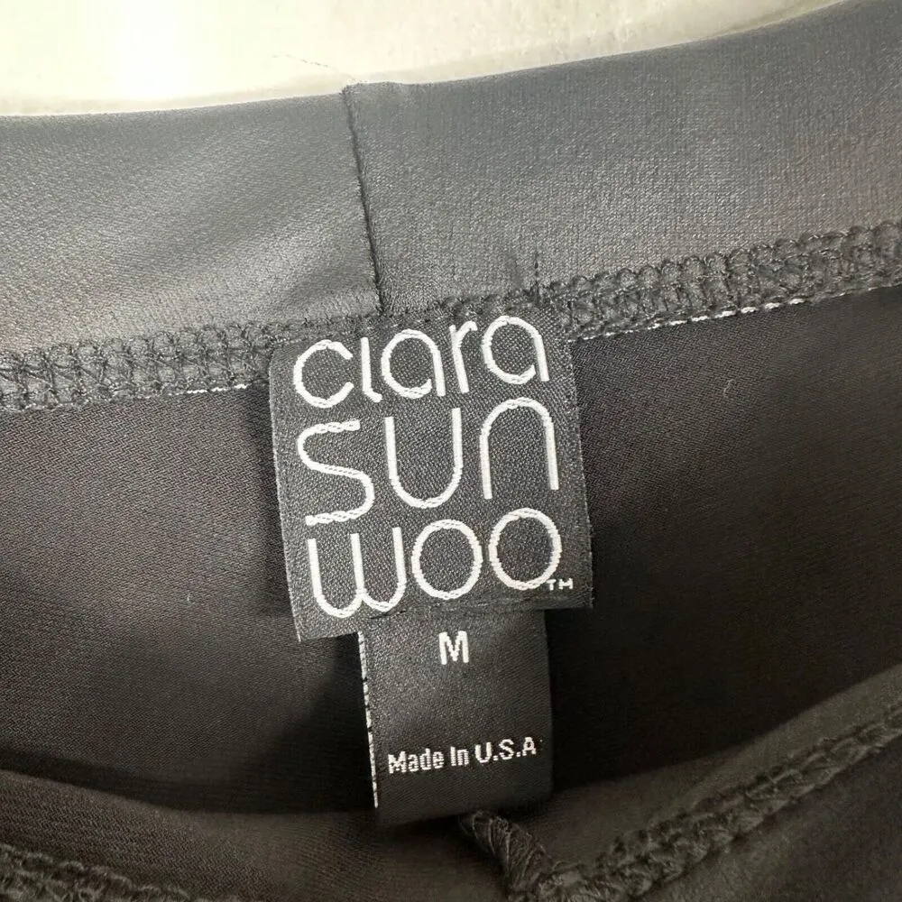 Clara Sun Woo Sz M Black Stretch Vegan Faux Leather Leggings Pull On Pants Size M - Image 5