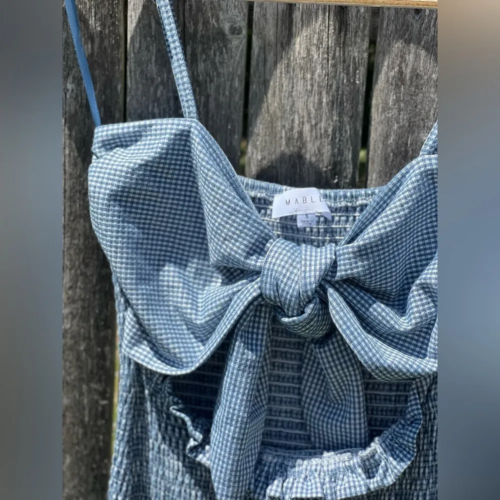 Mable MiDI Dress Front Tie Gingham Ruffled Hem Blue - Image 8